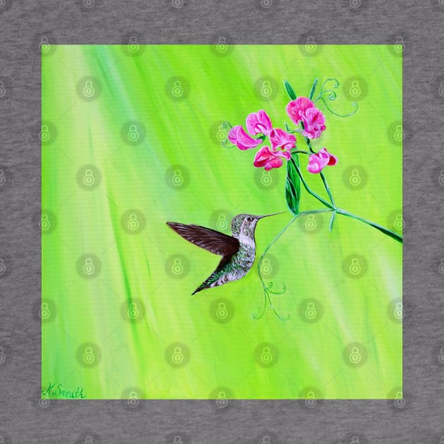 Hummingbird and Sweet Peas Painting by ArtbyKirstenSneath